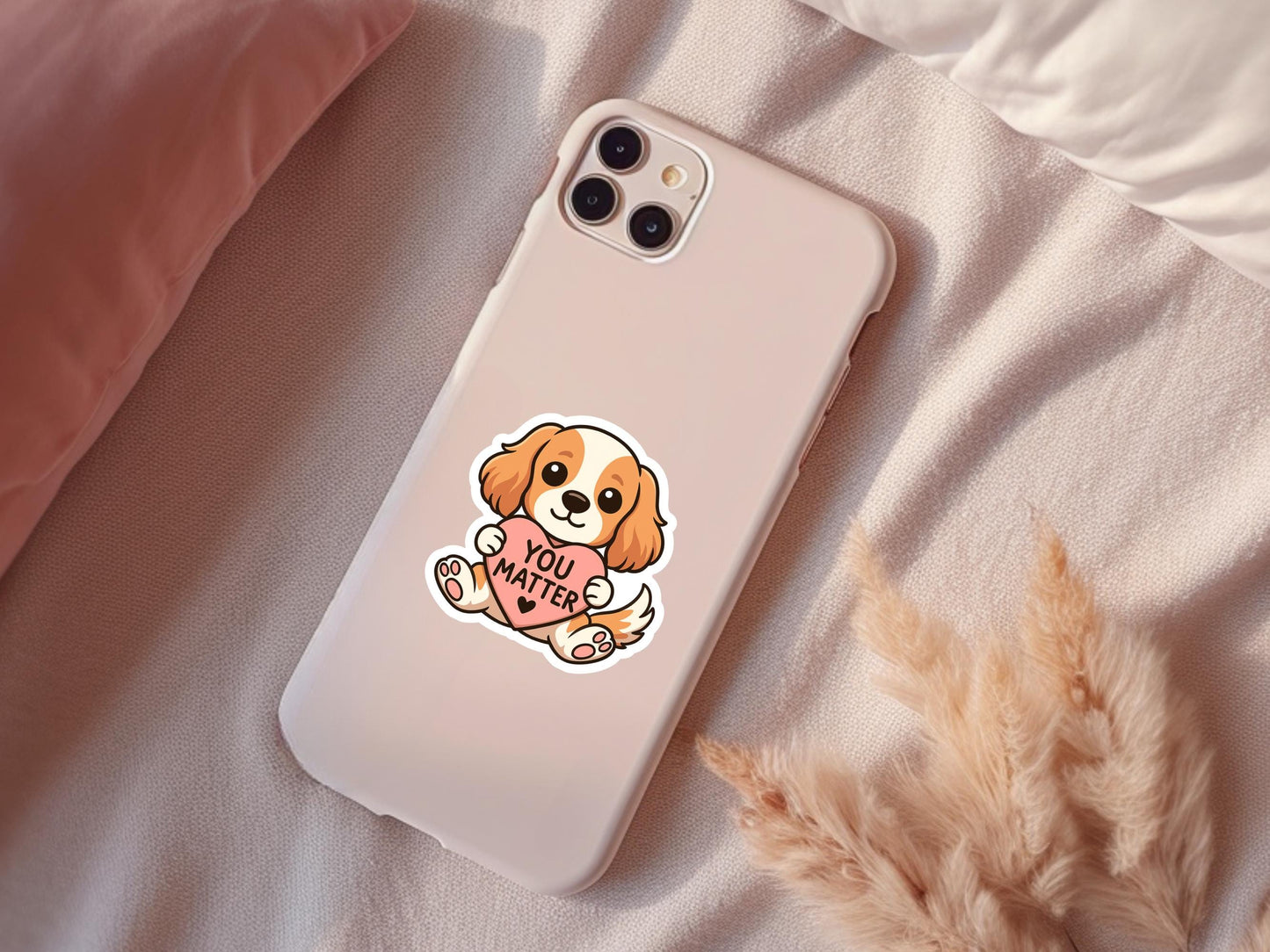 You Matter Cute Dog with Heart Sticker