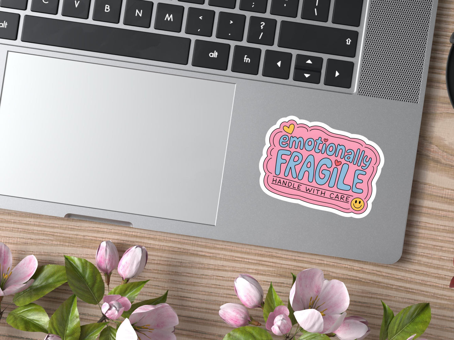 Emotionally Fragile Handle With Care Pink Sticker