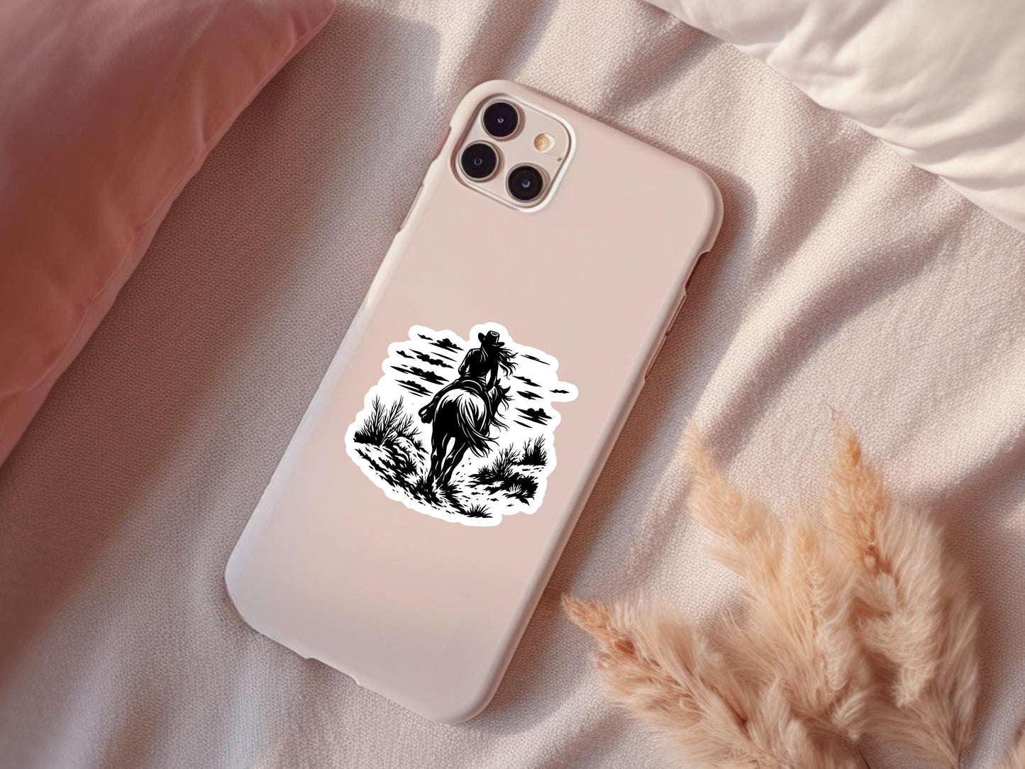 Cowgirl Riding Outline Sticker