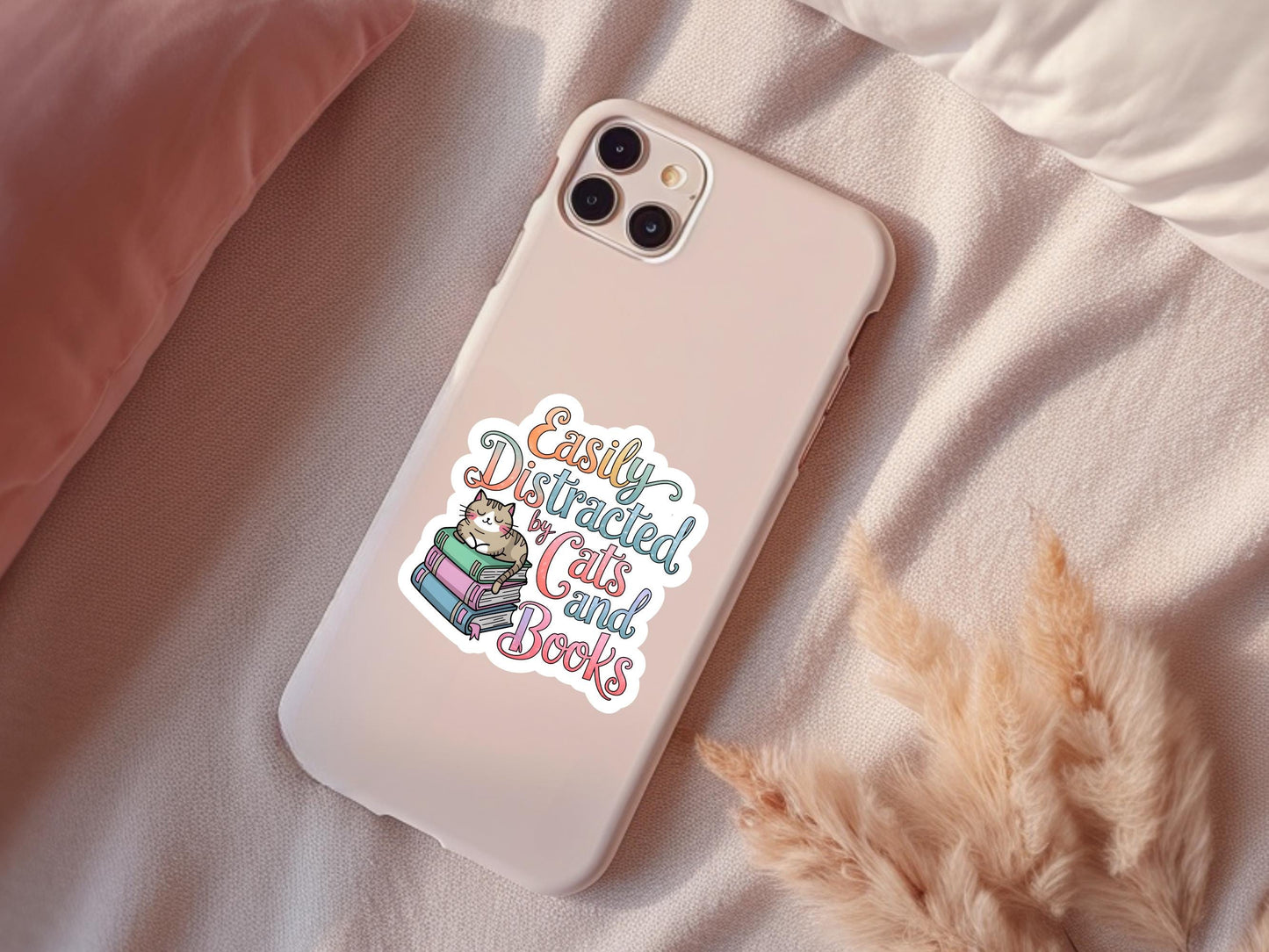 Easily Distracted By Cats and Books Sticker