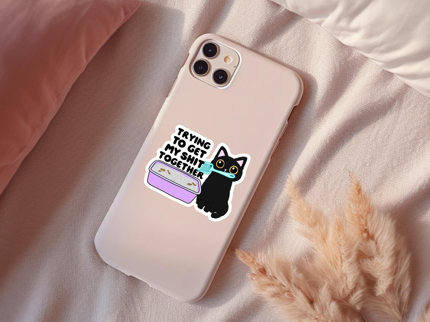 Trying To Get My Shit Together Black Cat Sticker