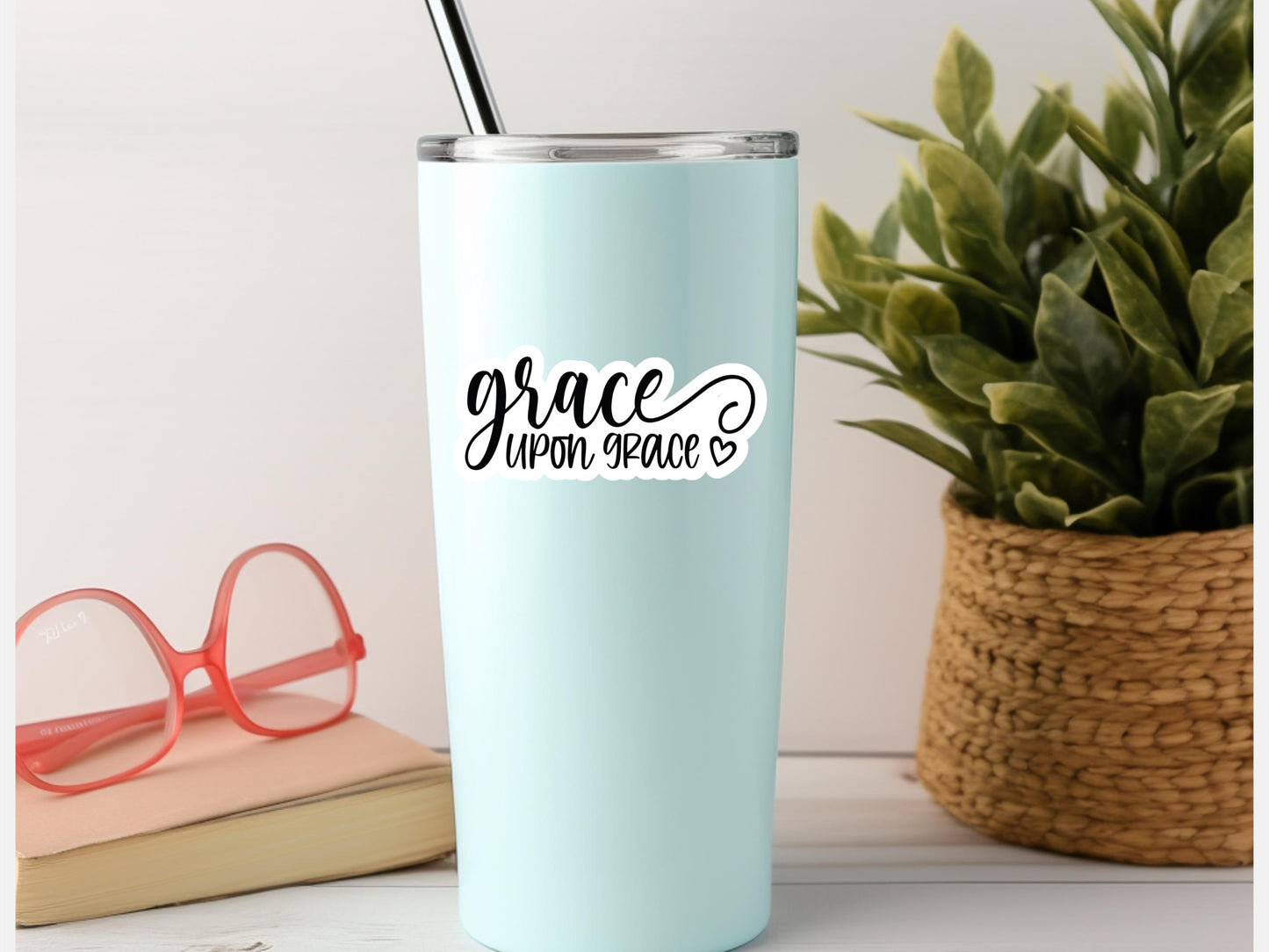 Grace Upon Grace Heart Sticker