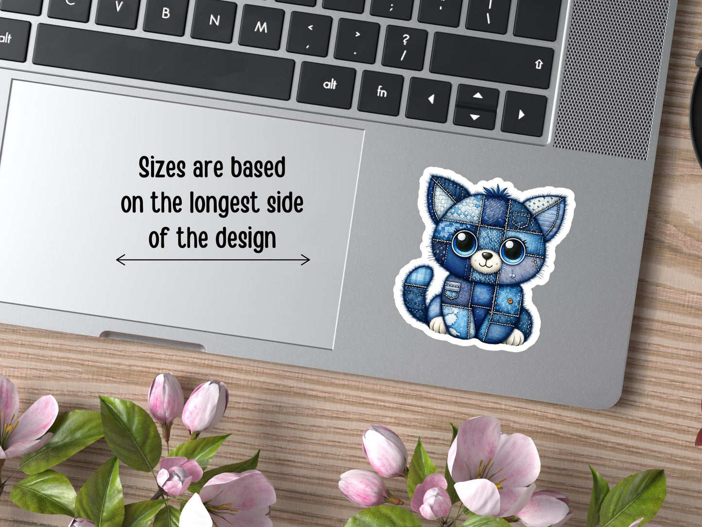 Blue Patchwork Cat Sticker