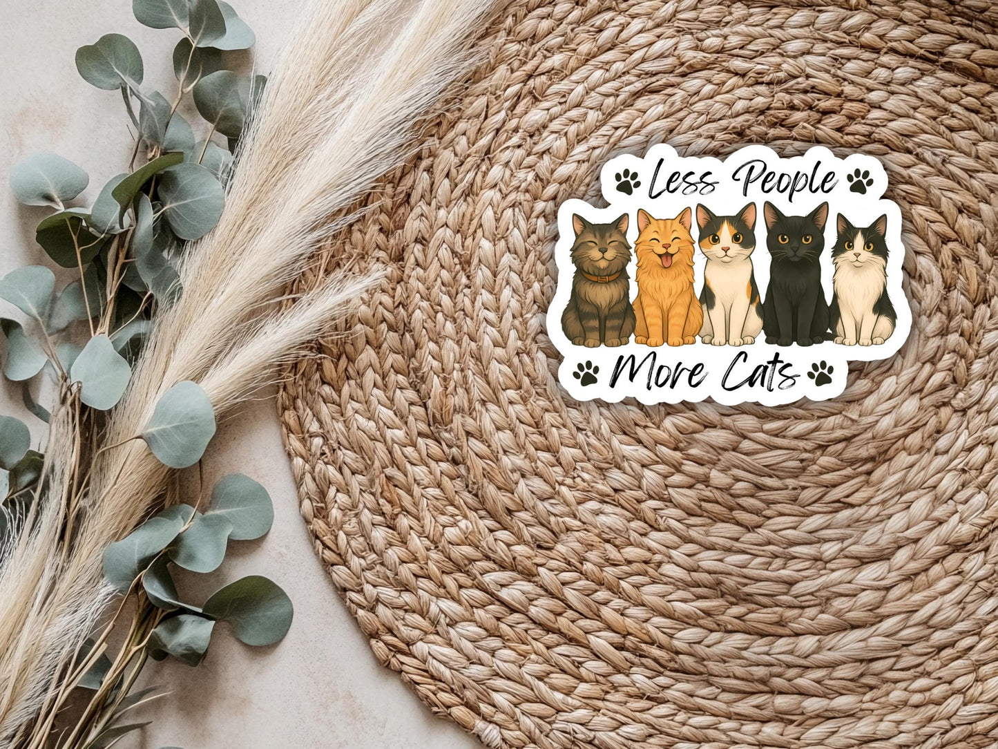 Less People More Cats Sticker