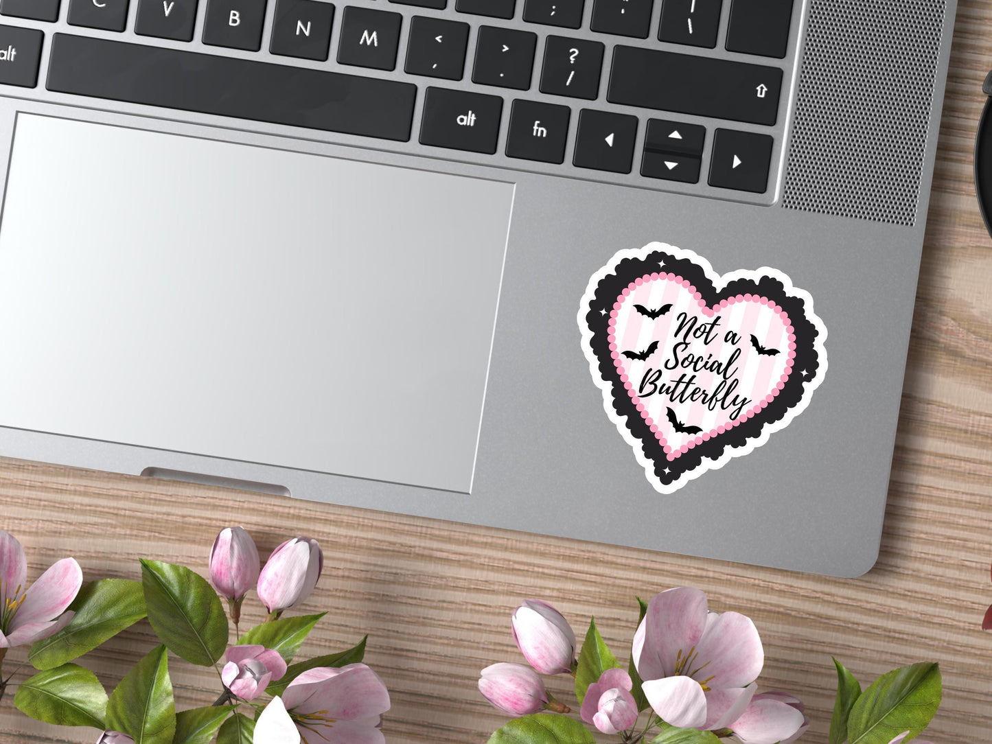Not A Social Butterfly Heart Sticker
