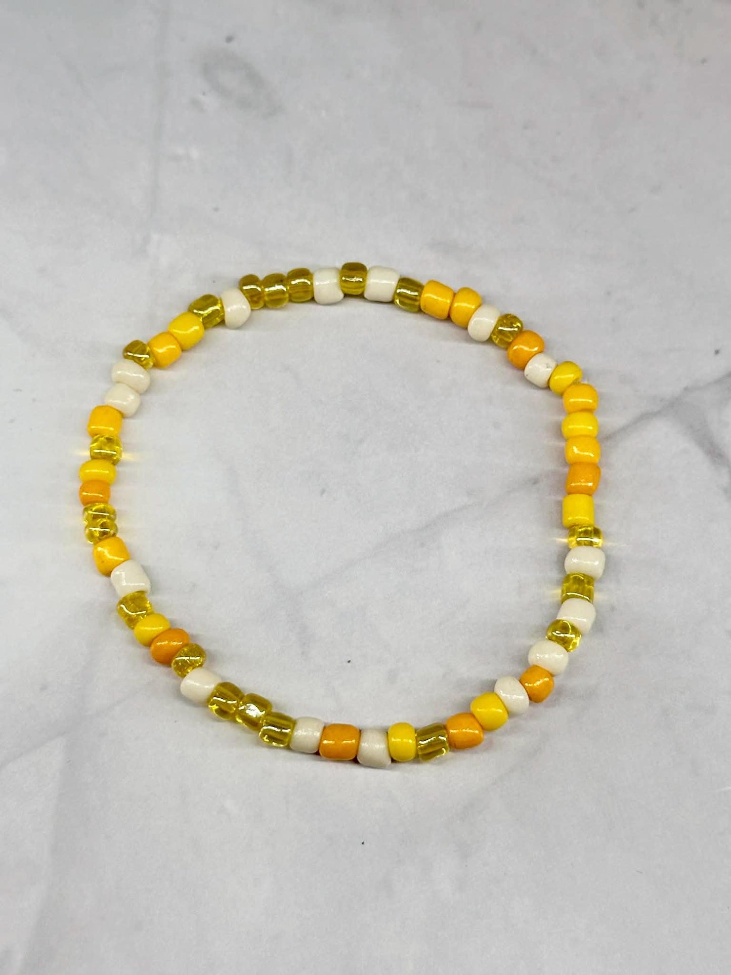 Single Strand Yellow Mixture Seed Bead Bracelet