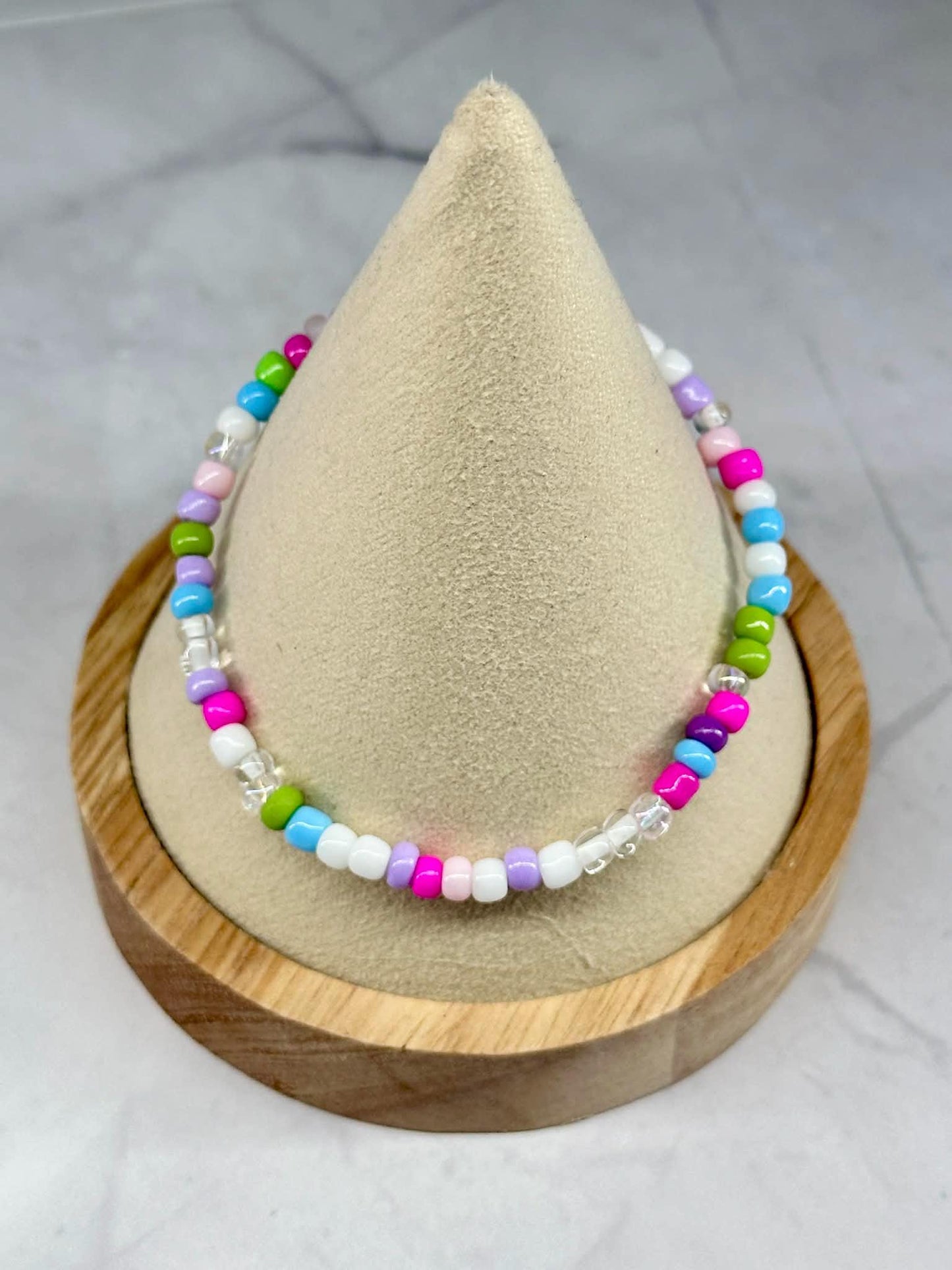 Single Strand Brights & White Mixture Seed Bead Bracelet