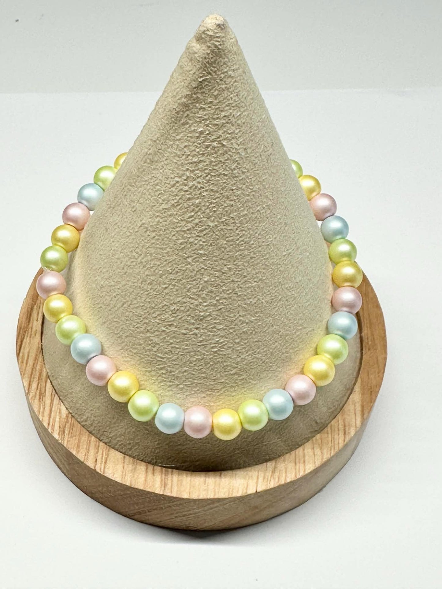 Single Strand Multi Pastel Faux Pearl Stretch Bracelet