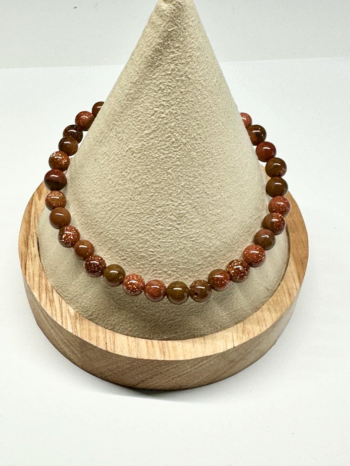 Single Strand Brown Glitter Beaded Stretch Bracelet