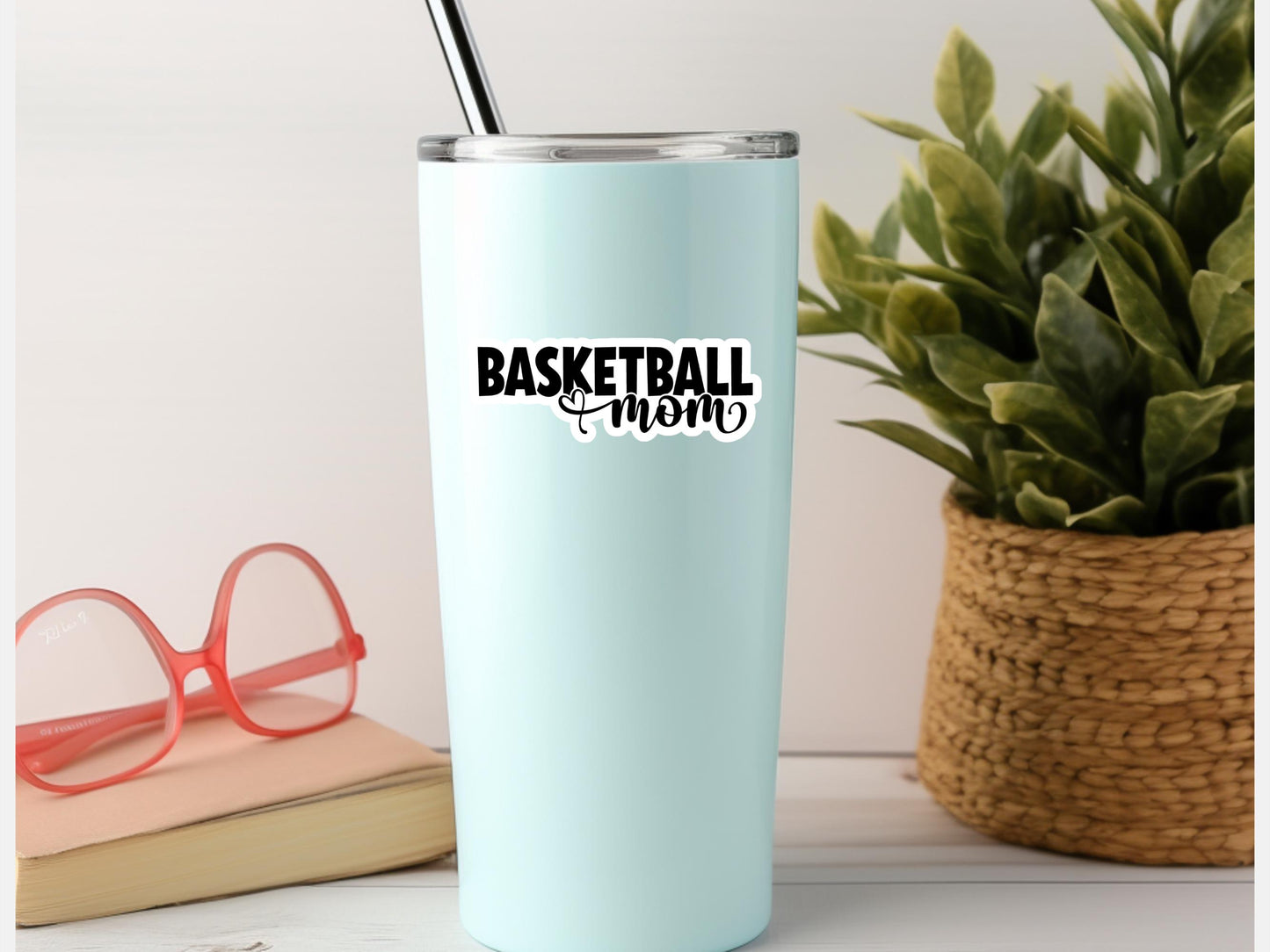 Basketball Mom With Heart Sticker
