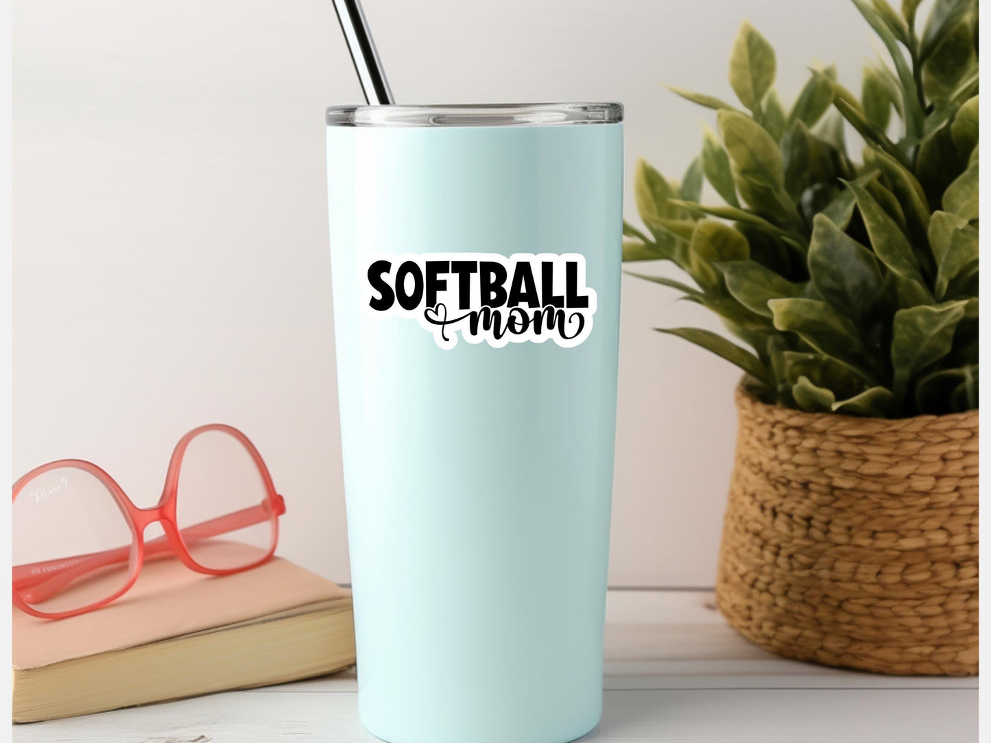 Softball Mom With Heart Sticker