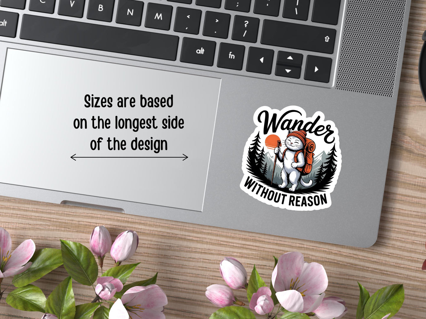 Wander Without Reason Cat Hiking Sticker