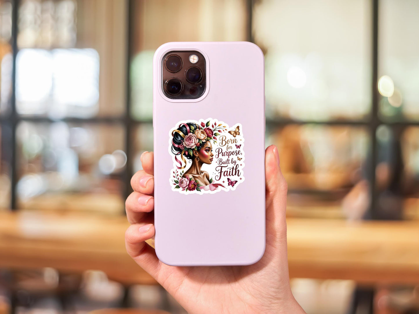 Born For Purpose, Built By Faith Woman Sticker