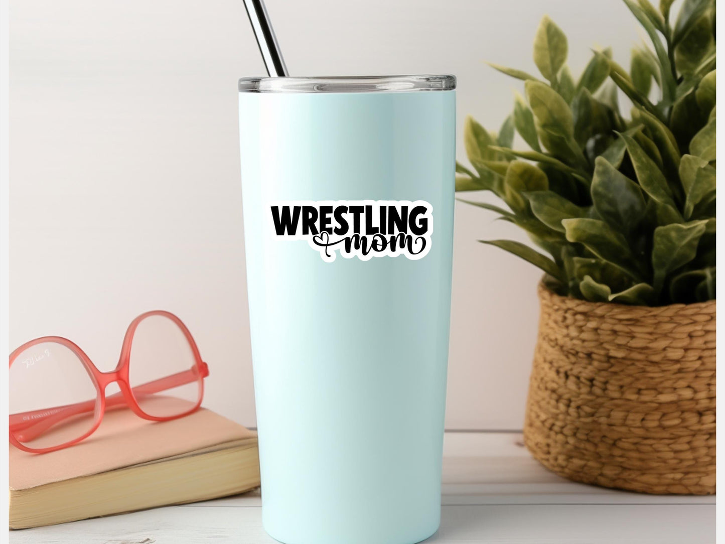 Wrestling Mom With Heart Sticker