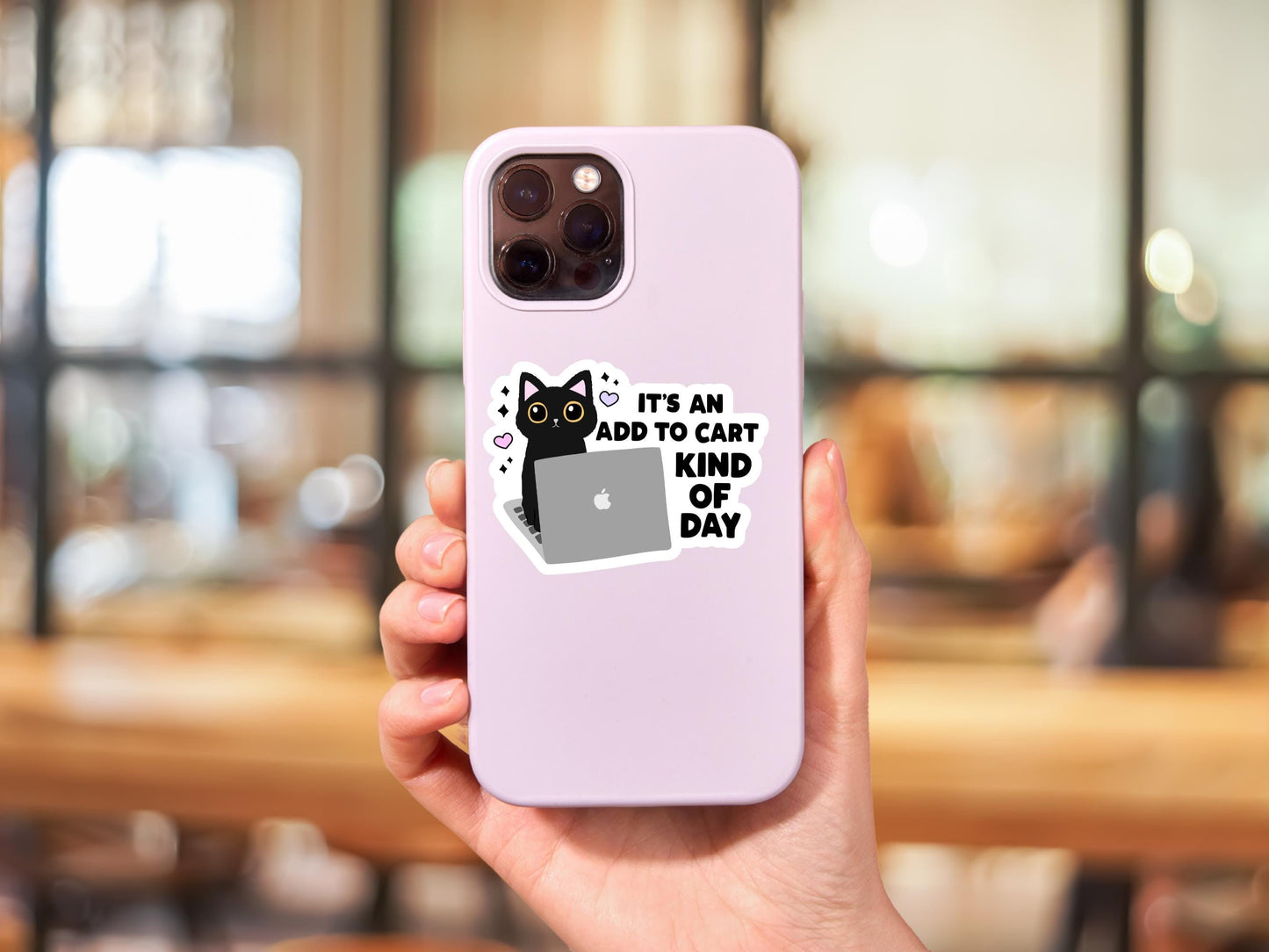 It's An Add To Cart Kind Of Day Black Cat With Laptop Sticker