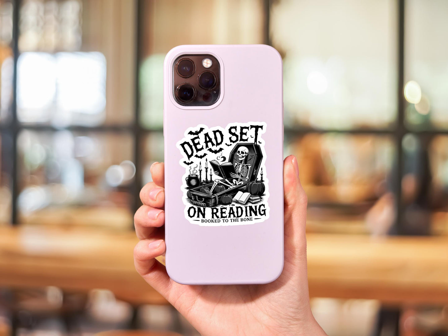 Dead Set On Reading Skeleton Sticker
