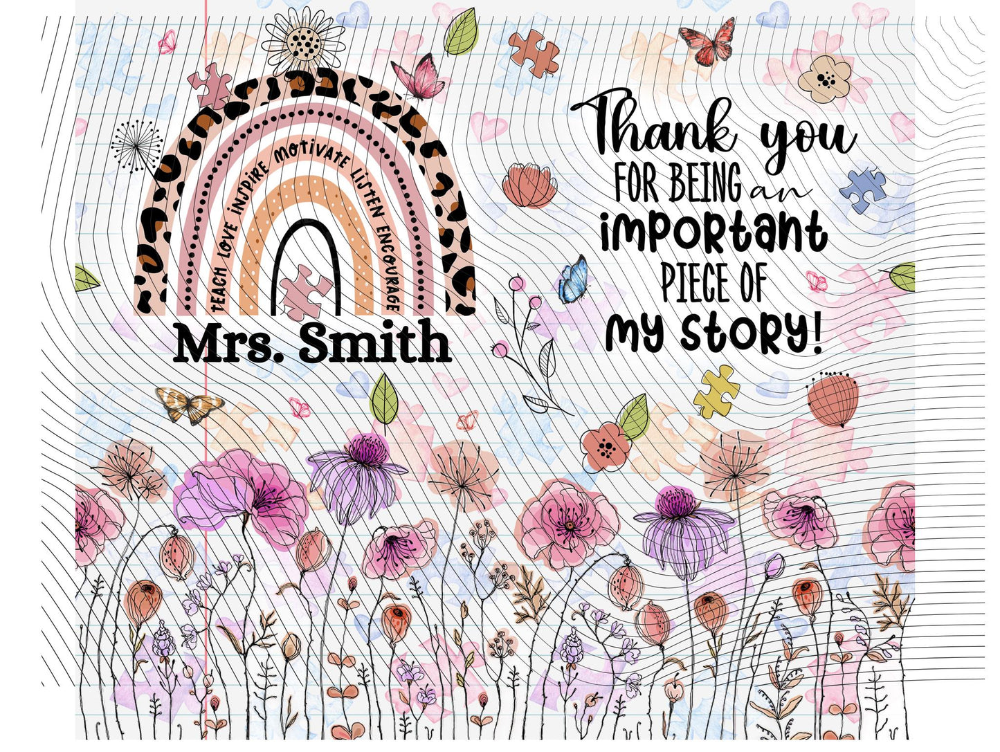 Thank You For Being An Important Piece Of My Story Personalized 20oz Tumbler