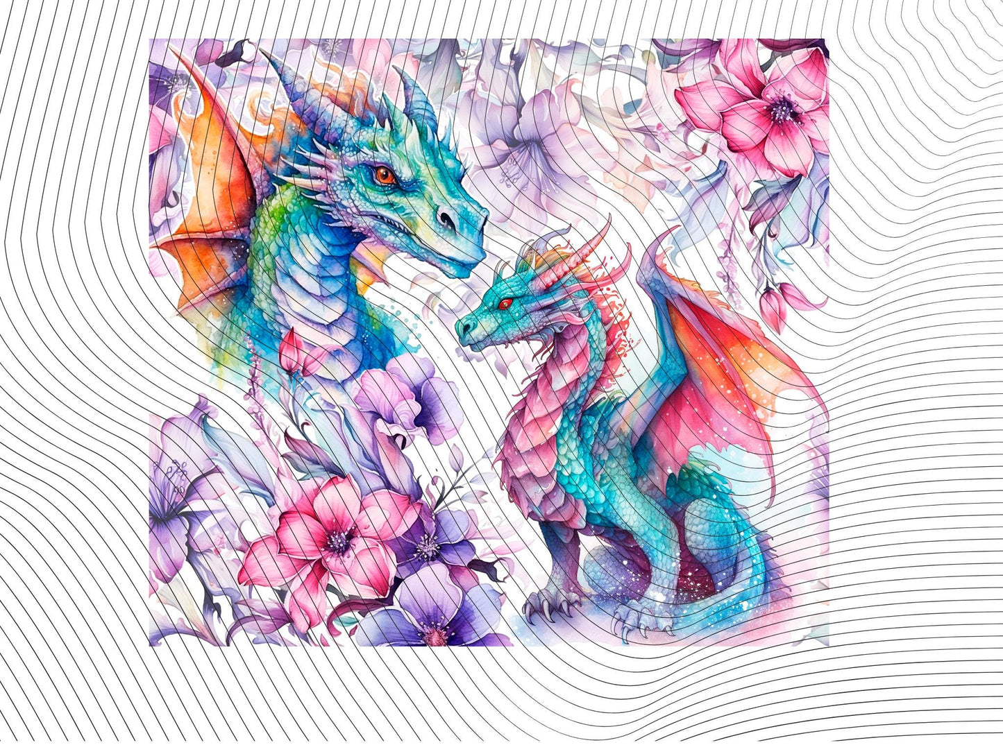Watercolor Dragon And Flowers 20oz Tumbler