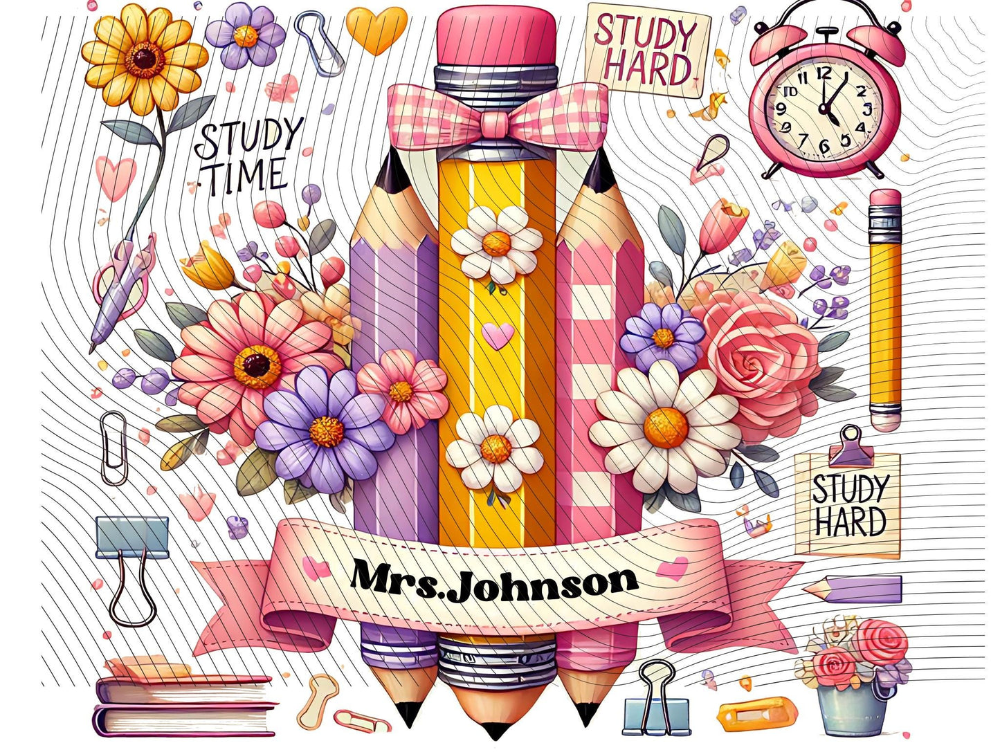 Pink And Purple Pencil Personalized 20oz Tumbler