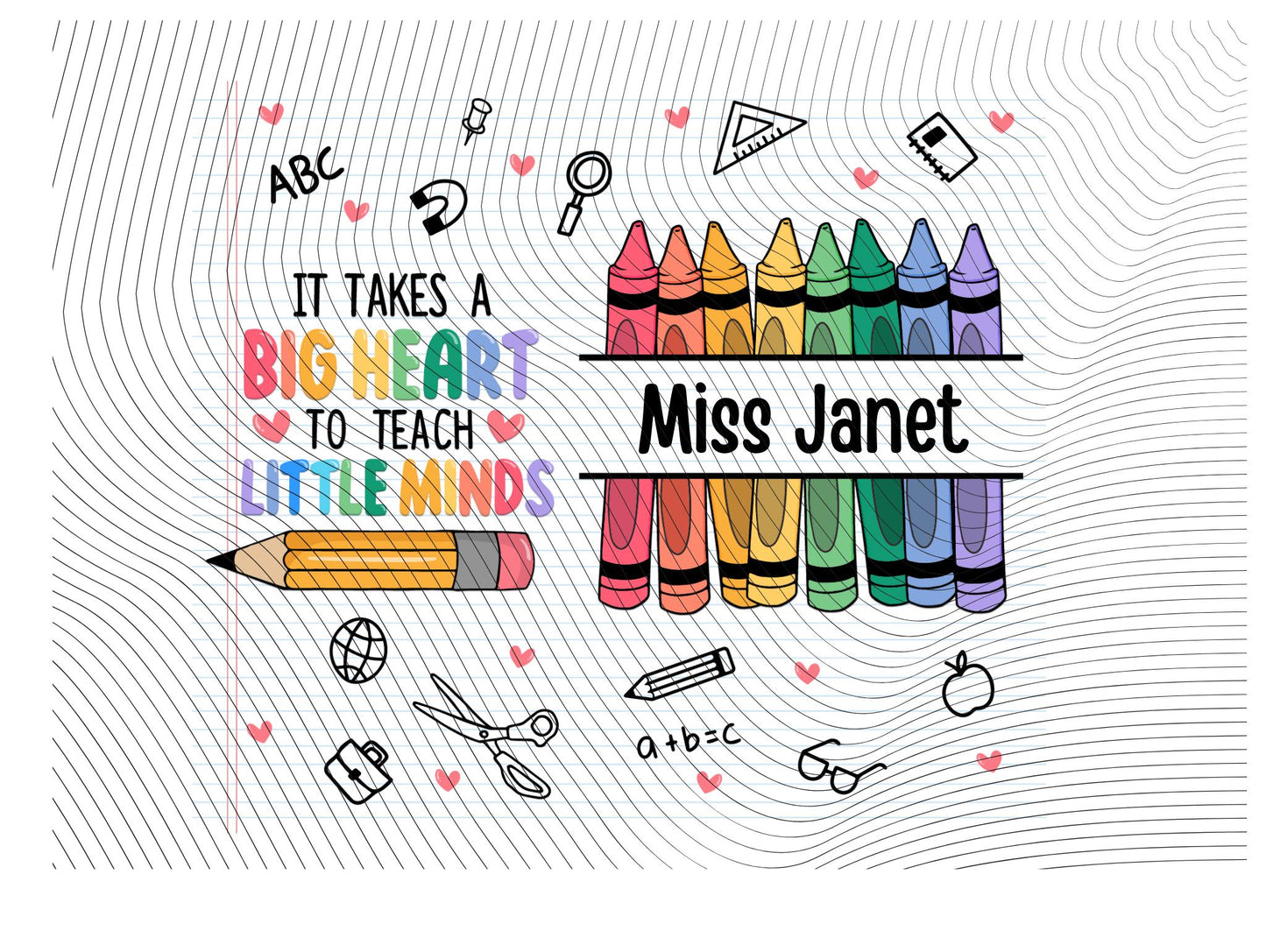 It Takes A Big Heart To Teach Little Minds Pencil Personalized 20oz Tumbler