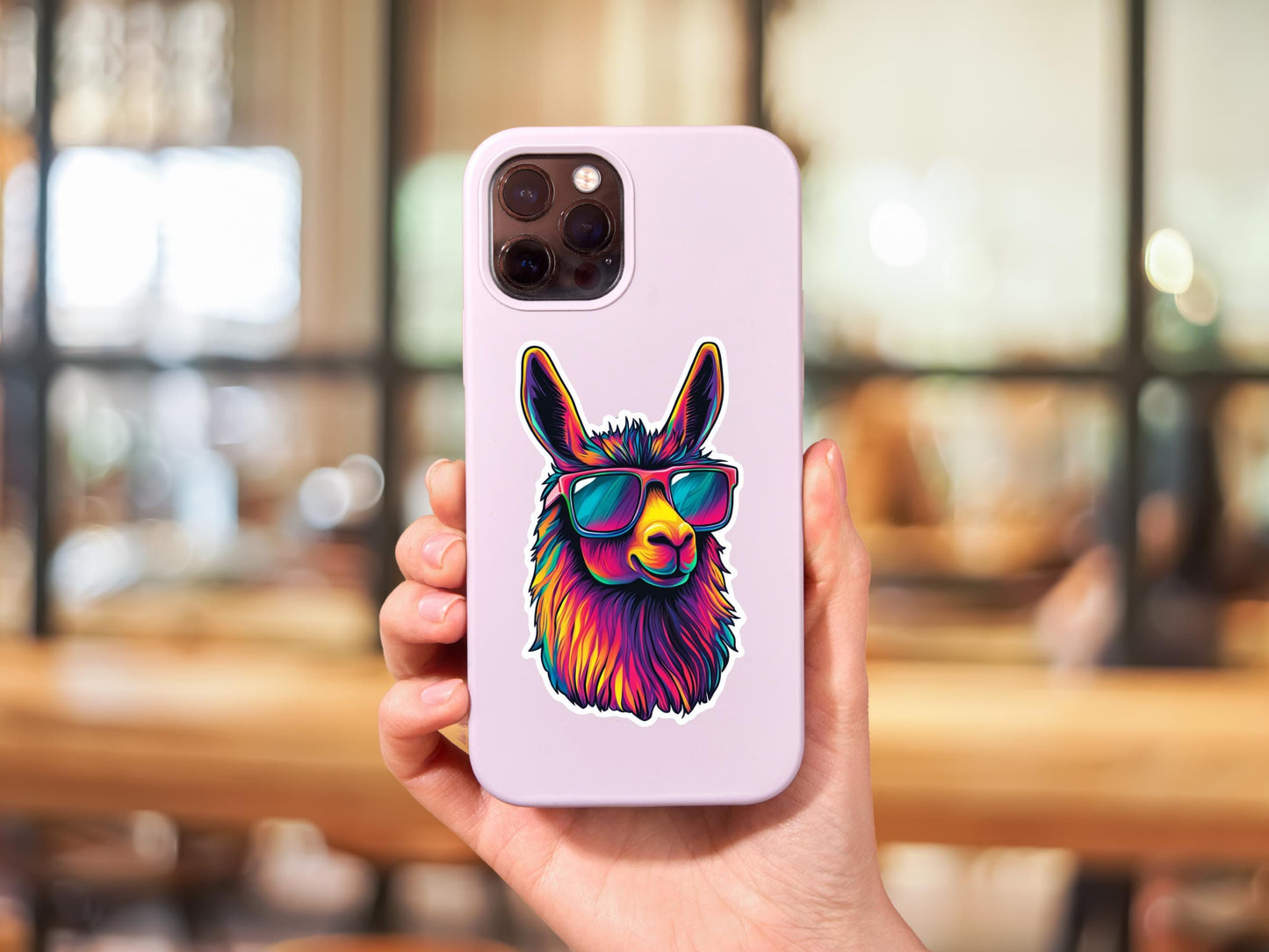 Neon Pop Art Llama With Glasses Sticker