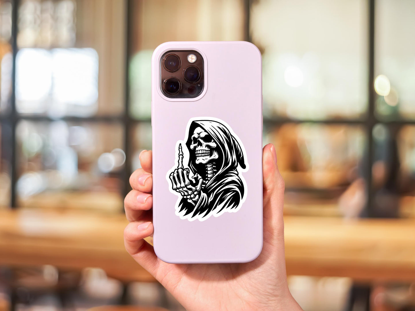 Skeleton Flipping The Bird Sticker