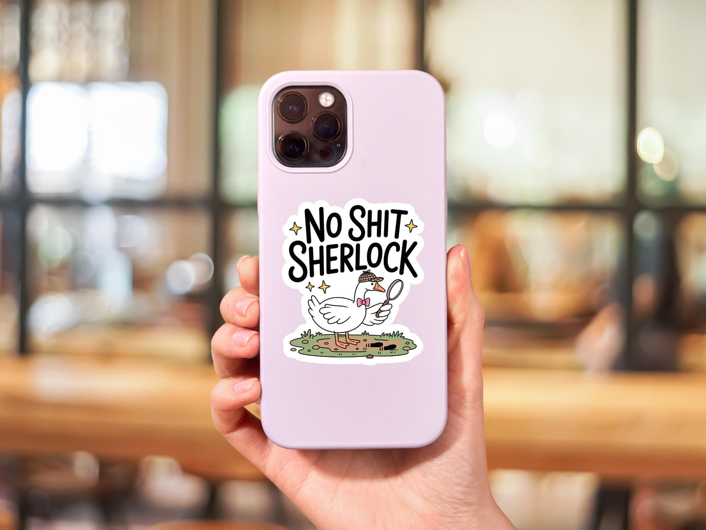 No Shit Sherlock Duck Sticker