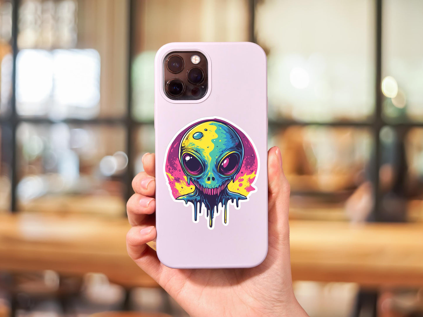 Neon Pop Art Monster Alien Sticker