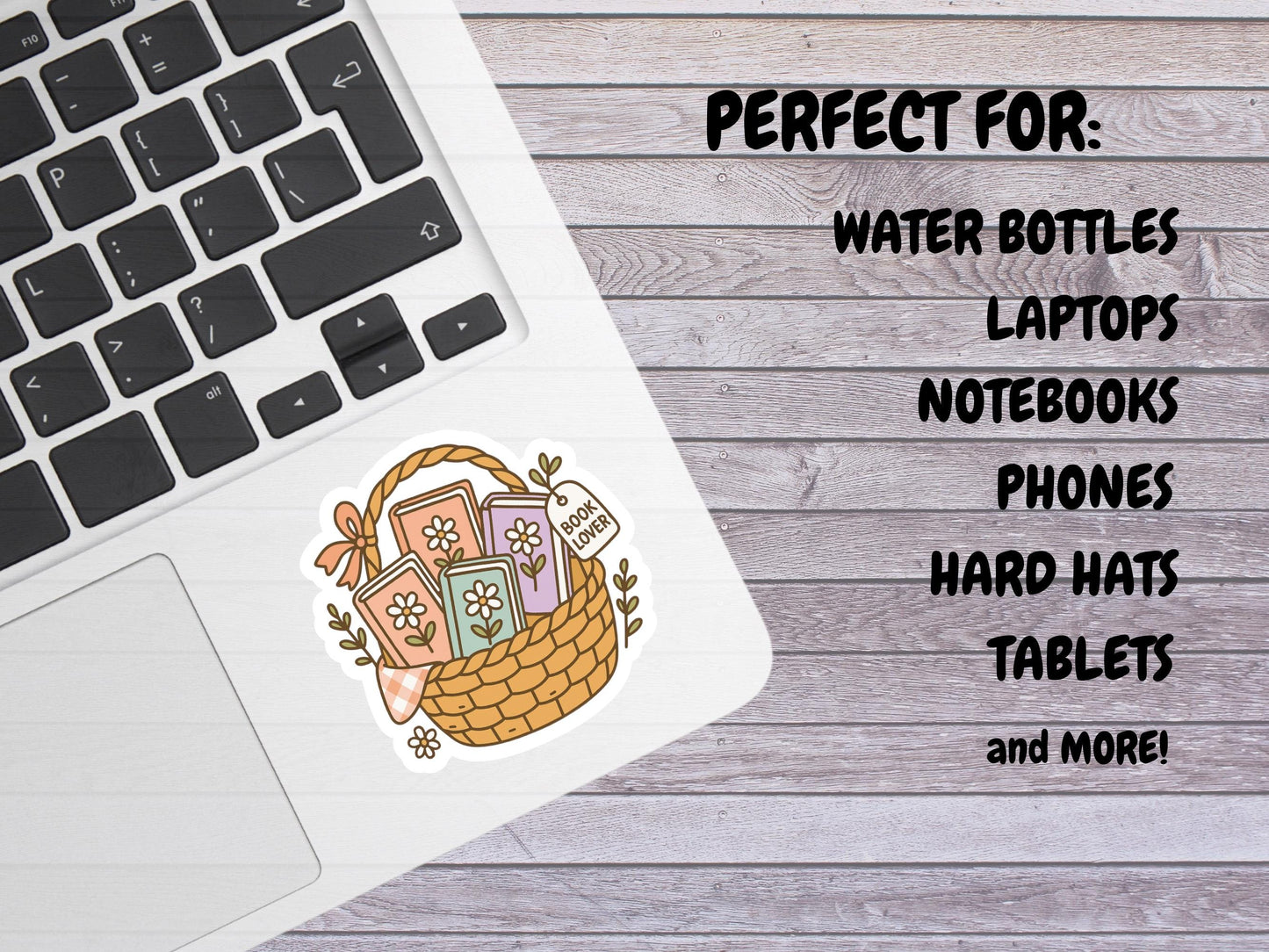 Book Lover Basket Of Books With Flowers Sticker