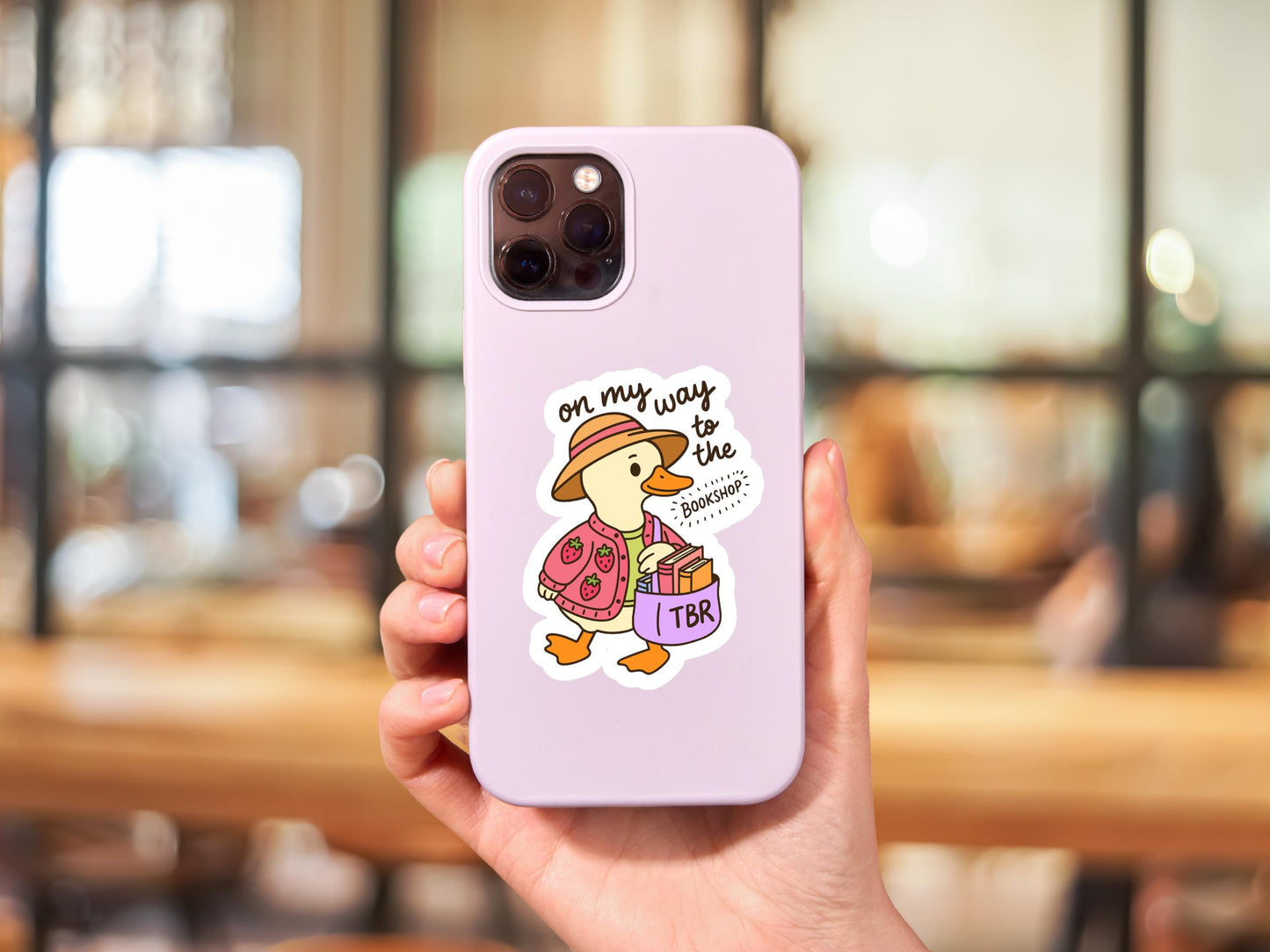 On My Way To The Bookshop Duck Sticker
