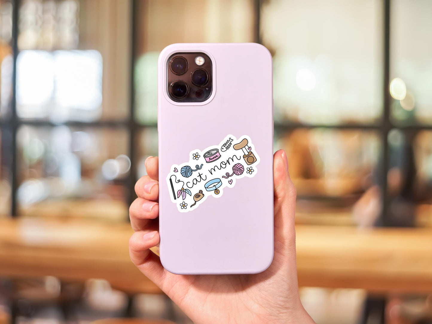 Girly Cat Mom Sticker