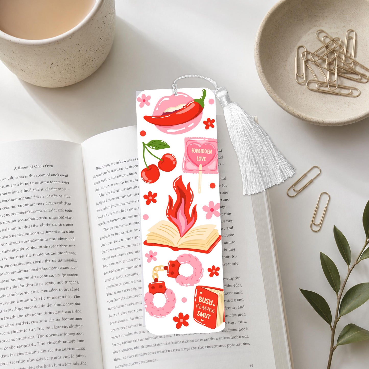 Red And Pink Smut Aluminum Bookmark