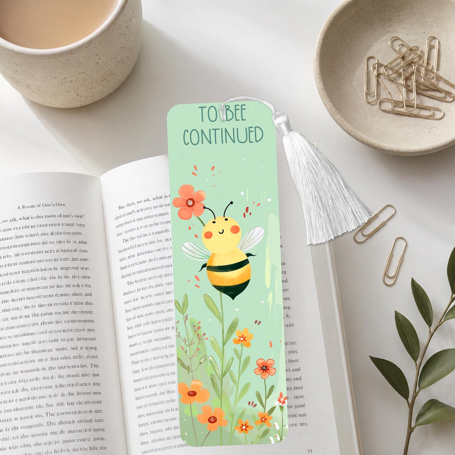 To Bee Continued Yellow Bee And Flowers Aluminum Bookmark