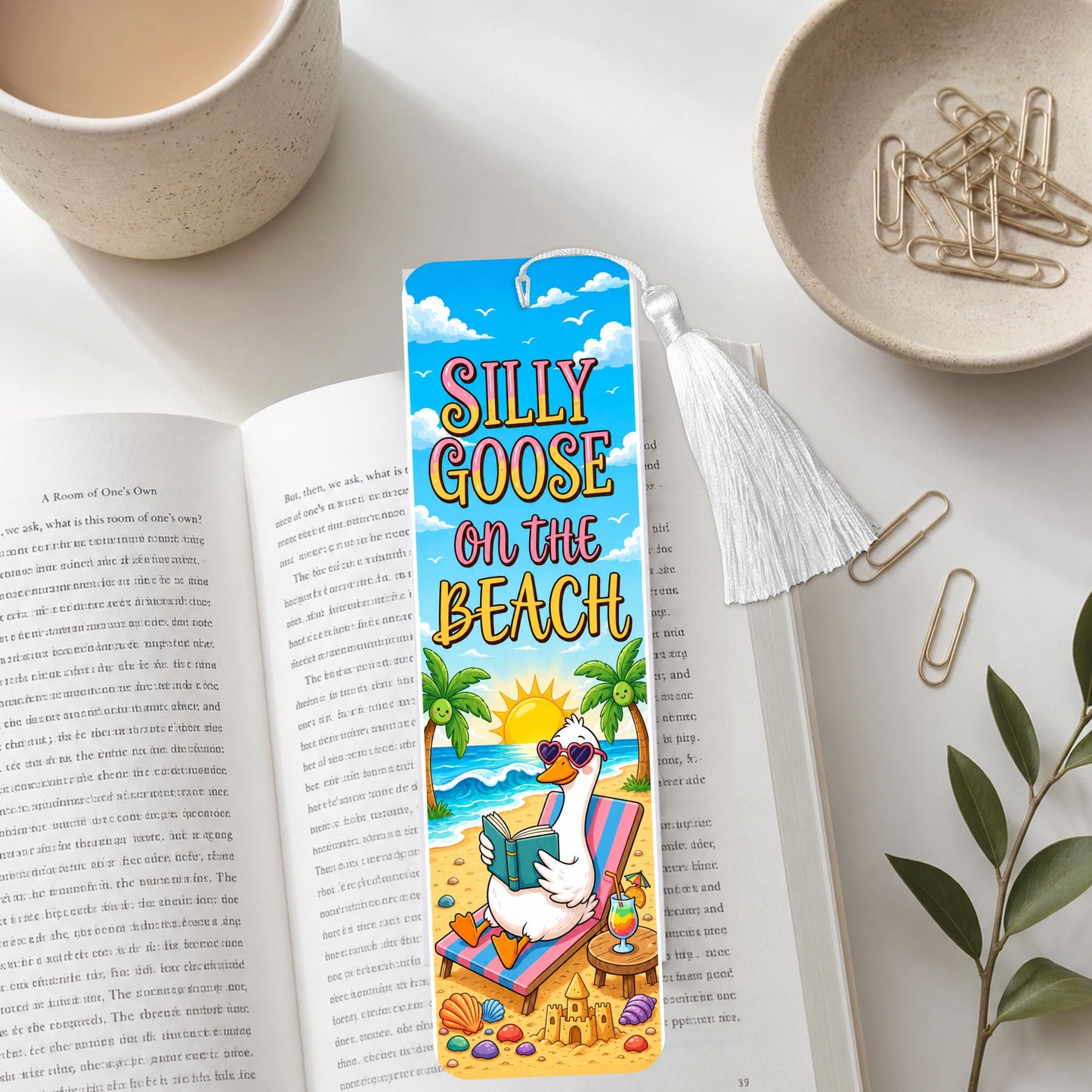 Silly Goose On The Beach Aluminum Bookmark