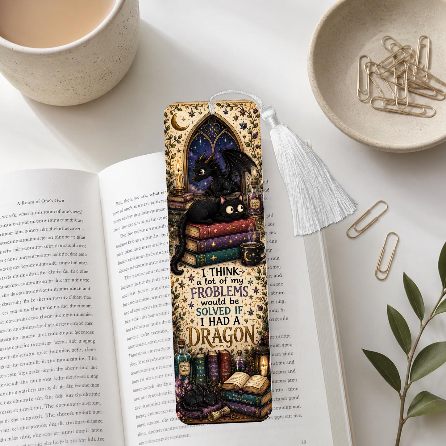 Dragon And Cat Aluminum Bookmark