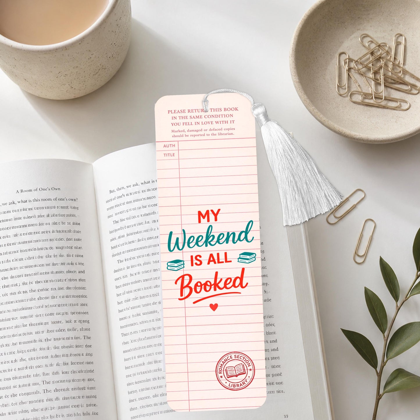 Vintage My Weekend Is All Booked Aluminum Bookmark