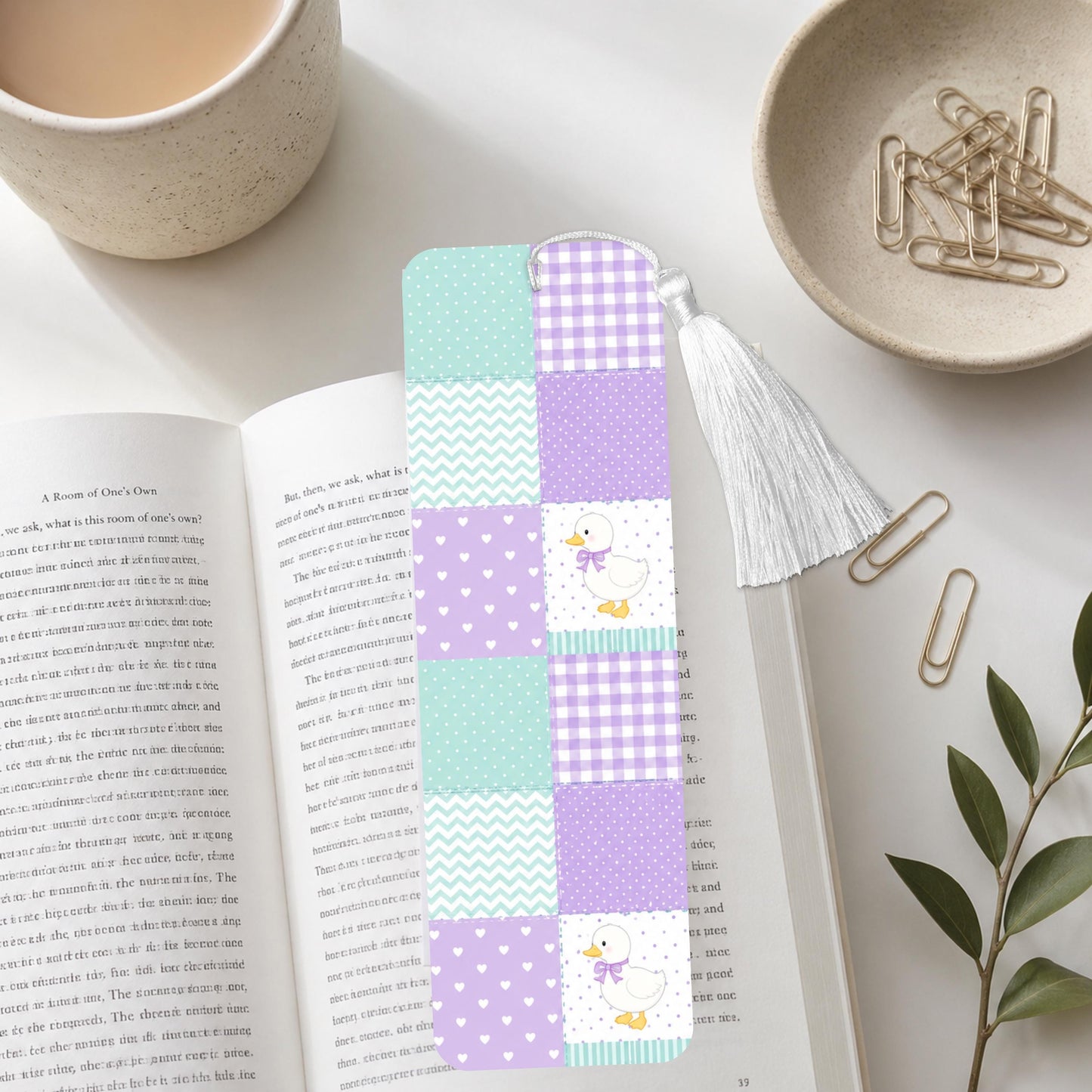 Purple And Teal Goose Checkered Aluminum Bookmark