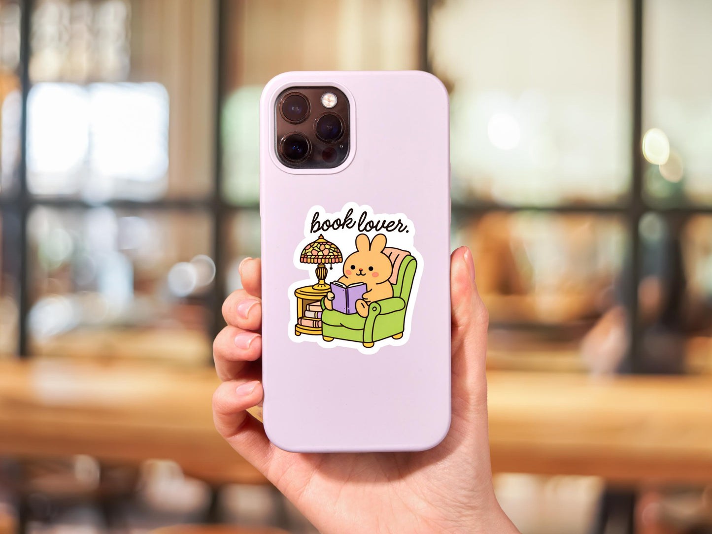 Book Lover Bunny Reading Sticker