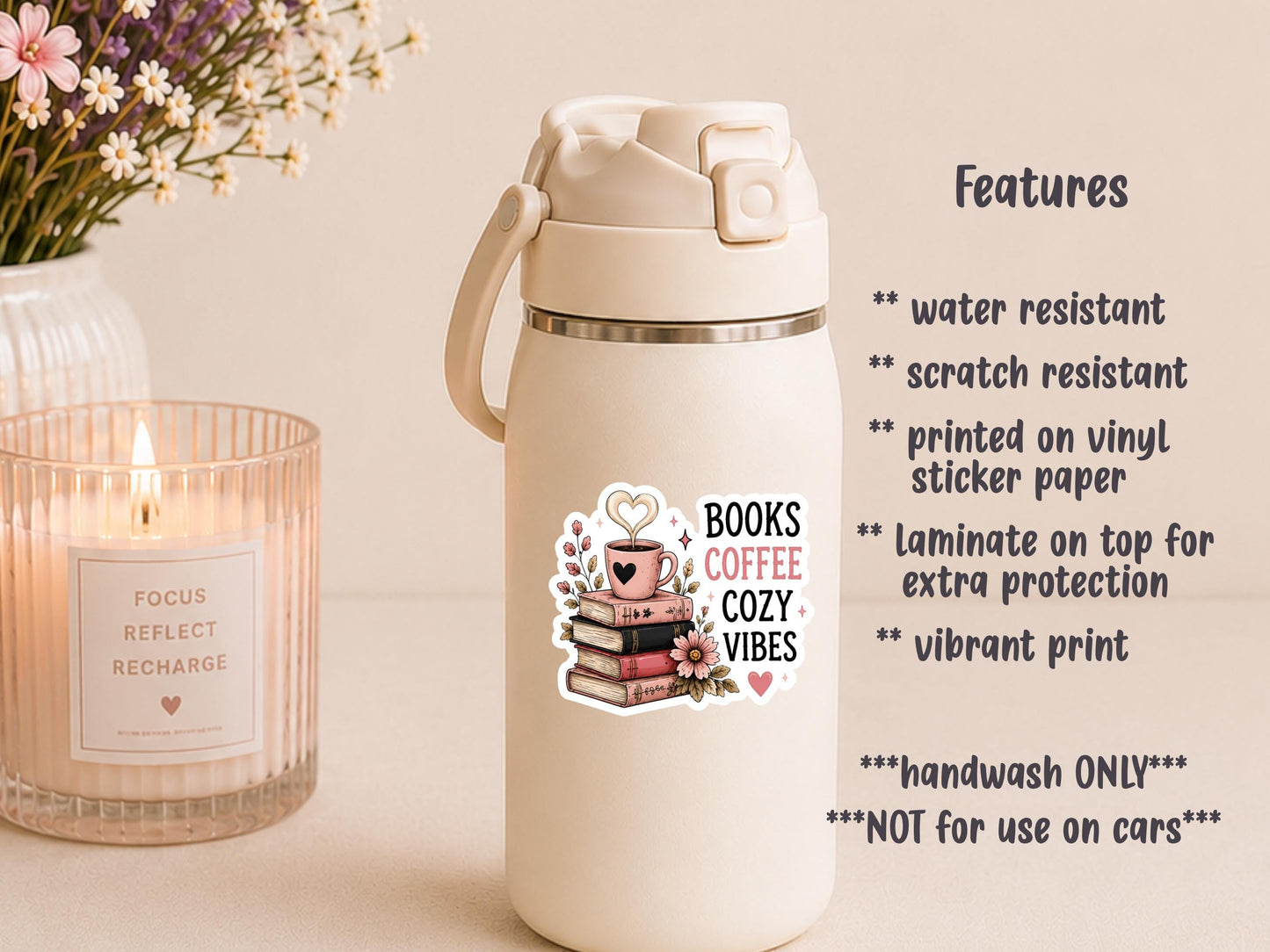 Books Coffee Cozy Vibes Sticker