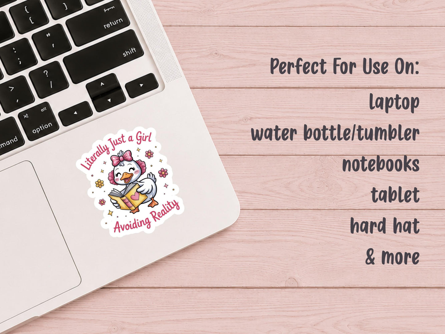 Literally Just A Girl Avoiding Reality Duck Reading Sticker