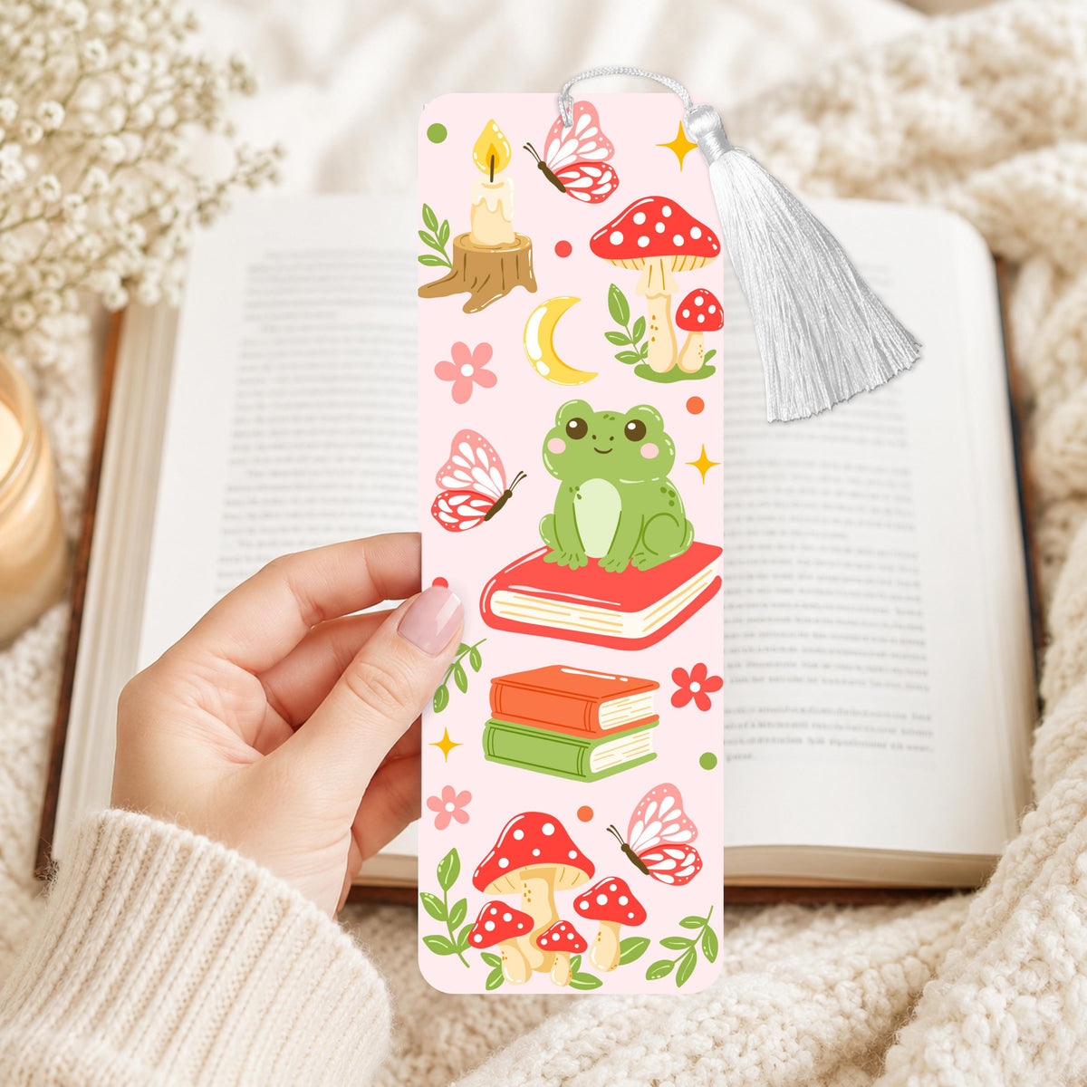 Whimsical Bookish Frog luminum Bookmark