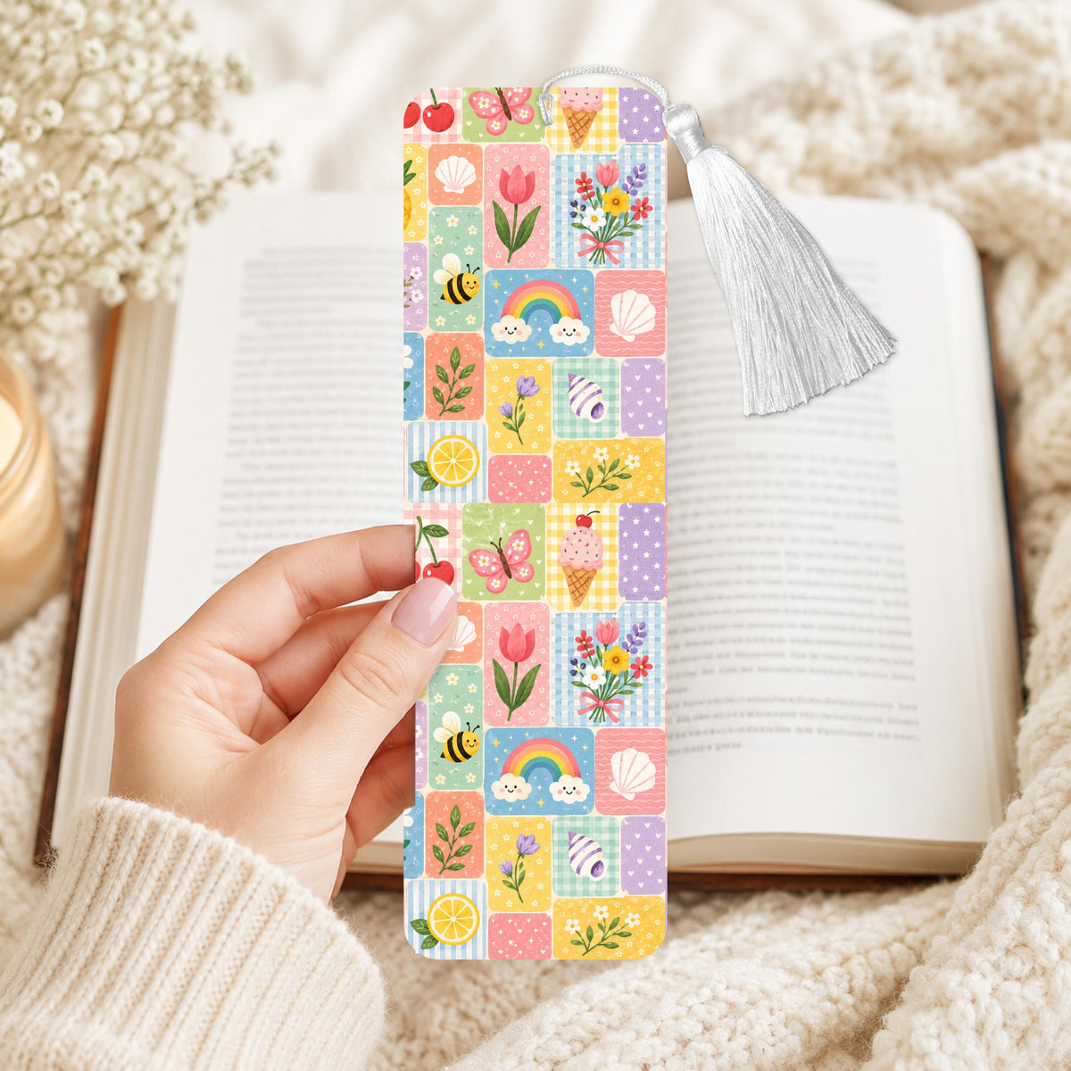 Summer Rainbow And Ice Cream Aluminum Bookmark