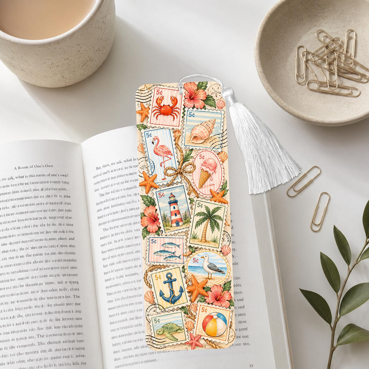 Summer Ocean Postage Aluminum Bookmark