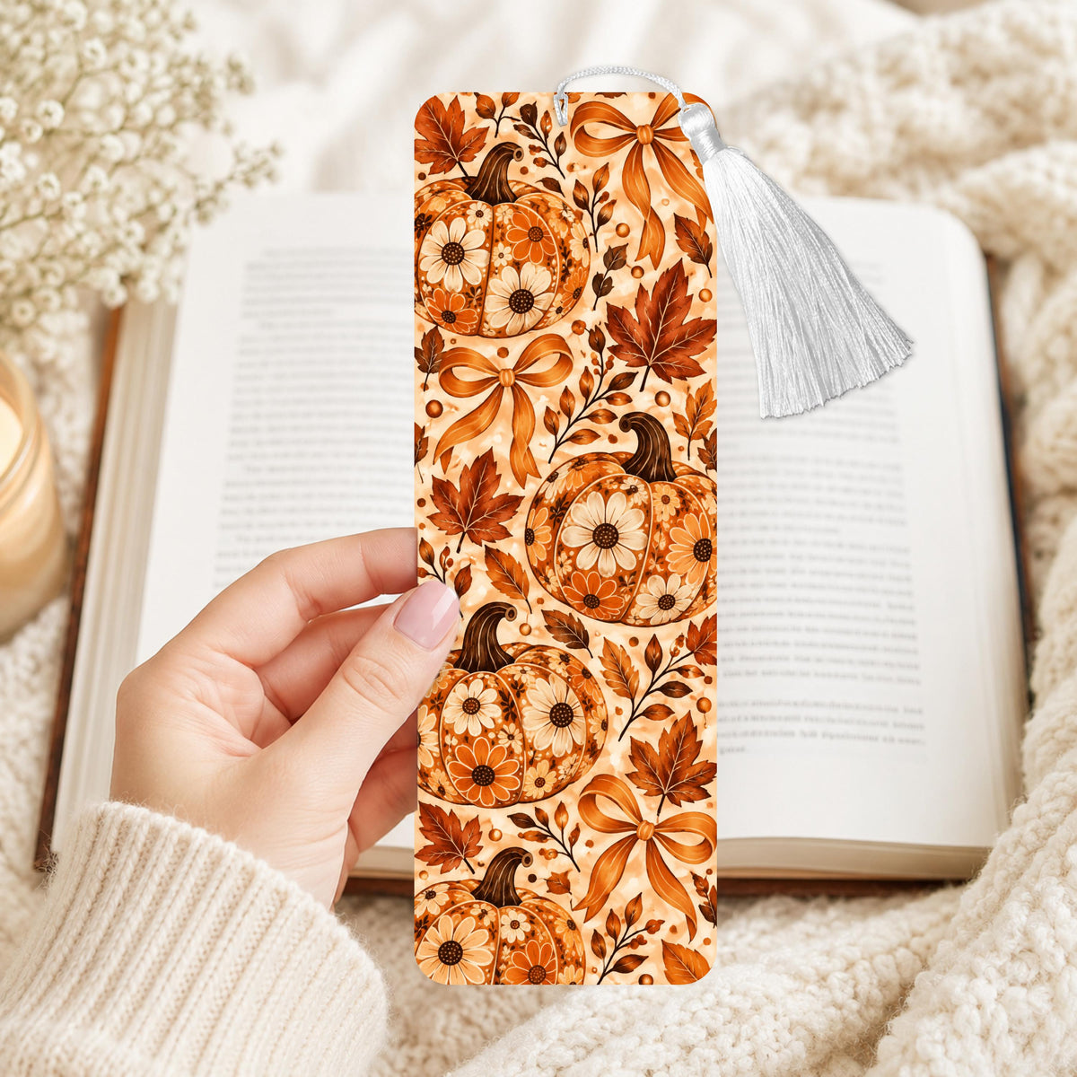 Fall Pumpkin Aluminum Bookmark