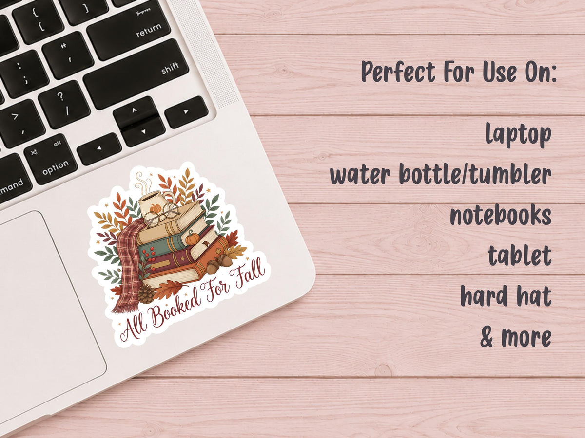 All Booked For Fall Book Stack Sticker