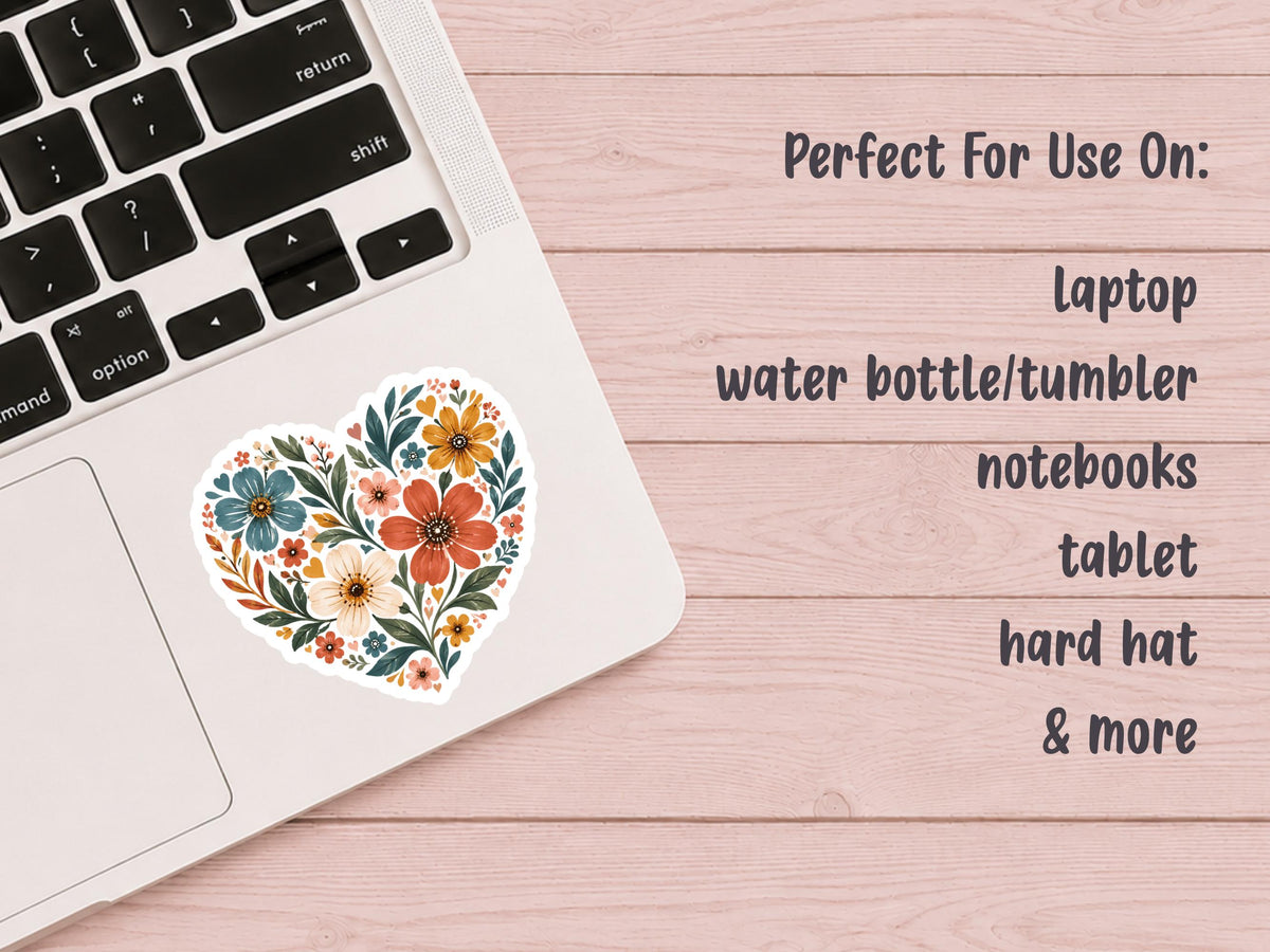 Boho Floral Heart Sticker