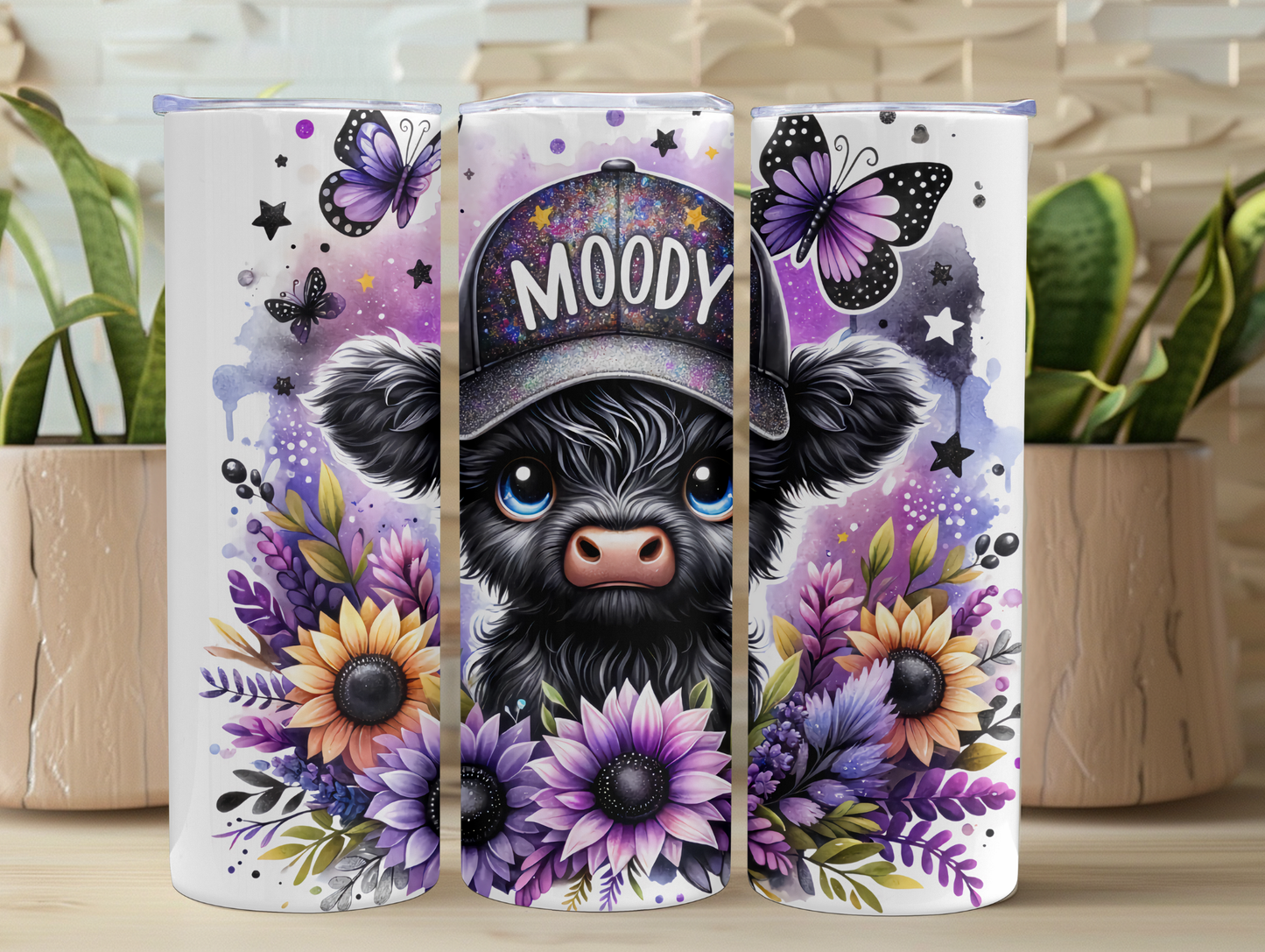 Moody Black Highland Cow 20ox Tumbler