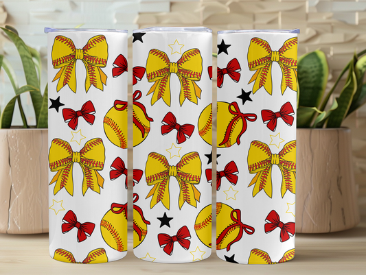Softball and Bow 20oz Tumbler