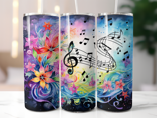 Musical Notes & Flowers 20oz Tumbler