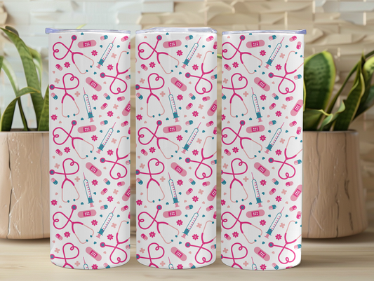 Pink Nurse Pattern 20oz Tumbler
